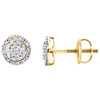 10K Yellow Gold Round Diamond Circle Halo Cluster Stud 7.50mm Earrings 1/5 CT.