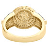 10K Yellow Gold Round Diamond Circle Cluster Tiered Band 14mm Pinky Ring 1.20 CT