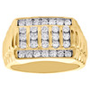 10K Yellow Gold Diamond Ribbed Statement Band 13mm Channel Set Pinky Ring 1 CT.