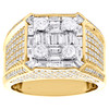 14K Yellow Gold Baguette Diamond Square Statement Band 14mm Pinky Ring 2.87 CT.