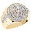 10K Yellow Gold Round Diamond Allah Islam Arabic Band 18.50mm Pink Ring 3/4 CT.