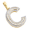 10K Yellow Gold Baguette Diamond Letter C Mini Pendant 1.2" Initial Charm 1/2 CT