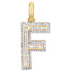10K Yellow Gold Baguette Diamond Letter F Mini Pendant 1.2" Initial Charm 3/7 CT