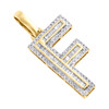10K Yellow Gold Baguette Diamond Letter F Mini Pendant 1.2" Initial Charm 3/7 CT
