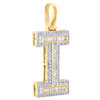 10K Yellow Gold Baguette Diamond Letter I Mini Pendant 1.2" Initial Charm 4/9 CT