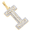 10K Yellow Gold Baguette Diamond Letter I Mini Pendant 1.2" Initial Charm 4/9 CT