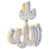10K Yellow Gold Baguette Diamond Allah Islam Arabic Pendant 1.15" Charm 1.15 CT.