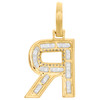 10K Yellow Gold Baguette Diamond Letter R Pendant 1" Block Initial Charm 0.55 CT