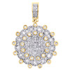 10K Yellow Gold Round Diamond Circle Medallion Pendant 1.35" Pave Charm 1 CT.