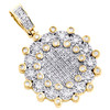 10K Yellow Gold Round Diamond Circle Medallion Pendant 1.35" Pave Charm 1 CT.