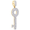 10K Yellow Gold Baguette Diamond Lock Key Pendant 1.65" Statement Charm 1 CT.