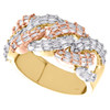 10 Karat Gelb- und Roségold-Baguette-Diamant-Miami-Cuban-Link-Ring, 12 mm, kleiner Finger, 1,15 ct