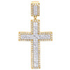 10K Yellow Gold Baguette Diamond Statement Cross Pendant 2.10" Charm 1.57 CT.