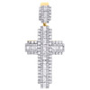 10K Yellow Gold Baguette Diamond Tiered Cross Pendant 2.40" Fancy Charm 3.20 CT.