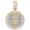 10K Yellow Gold Baguette Diamond Lion Crown King Pendant 1.65" Charm 2.80 CT.