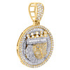 10K Yellow Gold Baguette Diamond Lion Crown King Pendant 1.65" Charm 2.80 CT.