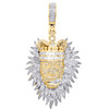 10K Yellow Gold Baguette Diamond Lion Face Grin Pendant Crown Charm 1.20 CT.