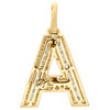 10K Yellow Gold Baguette Diamond Letter A Pendant 1.20" Initial Charm 0.57 CT.