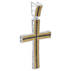 925 Sterling Silver Yellow & Black Diamond Men's Cross Jesus Charm Pendant 1 Ct.