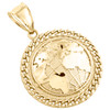 10K Yellow Gold World Map Globe Diamond Cut Pendant 1.70" Miami Cuban Link Charm