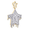 10K Yellow Gold Baguette Diamond Super Star Drip Pendant 2.05" Charm 2.75 CT.