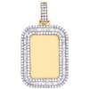 14K Yellow Gold Baguette Diamond Dog Tag Memory Frame Picture Pendant 2.50 CT.