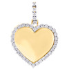 10K Yellow Gold Diamond Heart Picture Memory Frame Pendant 1.30"  Charm 0.10 CT.