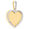 10K Yellow Gold Diamond Heart Picture Memory Frame Pendant 1.30"  Charm 0.10 CT.