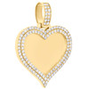 14K Yellow Gold 2 Row Diamond Heart Memory Picture Frame 1.85" Pendant 2.50 CT.