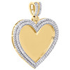 10K Yellow Gold 2 Row Diamond Heart Memory Picture Frame 2" Pendant Charm 2 CT.