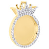 10K Yellow Gold Round Diamond Memory Picture Crown King Frame 1.30" Pendant 1 CT