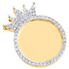 10K Yellow Gold Round Diamond Memory Picture Crown King Frame 1.30" Pendant 1 CT