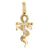 10K Yellow Gold Baguette Diamond Snake Ankh Cross Pendant 1.85" Charm 1.20 CT.