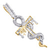 10K Yellow Gold Baguette Diamond Snake Ankh Cross Pendant 1.85" Charm 1.20 CT.