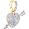 10K Yellow Gold Round Diamond Domed Puff Arrow Heart Pendant 1.10" Charm 1/2 CT.