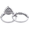 14k White Gold Diamond Halo Teardrop Engagement + Wedding Ring Bridal Set 1 CT.