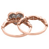 14k Rose Gold Diamond Halo Heart Engagement Ring + Wedding Band Bridal Set 1 CT.