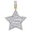 10K Yellow Gold Baguette Diamond Super Star Pendant 1.25" Statement Charm 3/4 CT