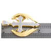 10-karätiger Gelbgold-Anhänger mit rundem Diamantflügel und Kreuz, 5,1 cm, Statement-Pflasteranhänger, 1/2 ct