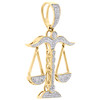 10K Yellow Gold Round Diamond Scales of Jusctice Pendant 1.85" Pave Charm 1/2 CT