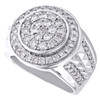 10K White Gold Round Diamond Domed Tier Statement Band 20mm Mens Pinky Ring 2 CT