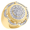 10K Yellow Gold Round Diamond Tier Fluted Band 25mm Statement Pinky Ring 1.50 CT