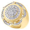 10K Yellow Gold Round Diamond Tier Fluted Band 25mm Statement Pinky Ring 1.50 CT