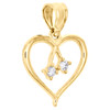 10k Yellow Gold Love Friendship Two Hearts Together Pendant Cubic Zirconia Charm