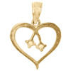 10k Yellow Gold Love Friendship Two Hearts Together Pendant Cubic Zirconia Charm
