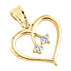 10k Yellow Gold Love Friendship Two Hearts Together Pendant Cubic Zirconia Charm