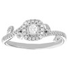 10k White Gold Diamond Square Halo Engagement Ring Leaves Promise Band 1/4 Ct.