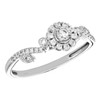 10k White Gold Diamond Flower Halo Engagement Ring Leaves Promise Band 1/4 Ct.