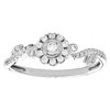 10k White Gold Diamond Flower Halo Engagement Ring Leaves Promise Band 1/4 Ct.