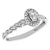 10k White Gold Diamond Oval Halo Engagement Ring Braided Promise Band 0.10 Ct.